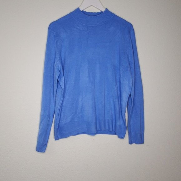Sag Harbor Sweaters - Sag Harbor Blue Mock Neck Turtleneck